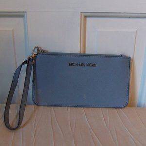 Michael Kors Jet Set Saffiano Wristlet Card Carrier Blue